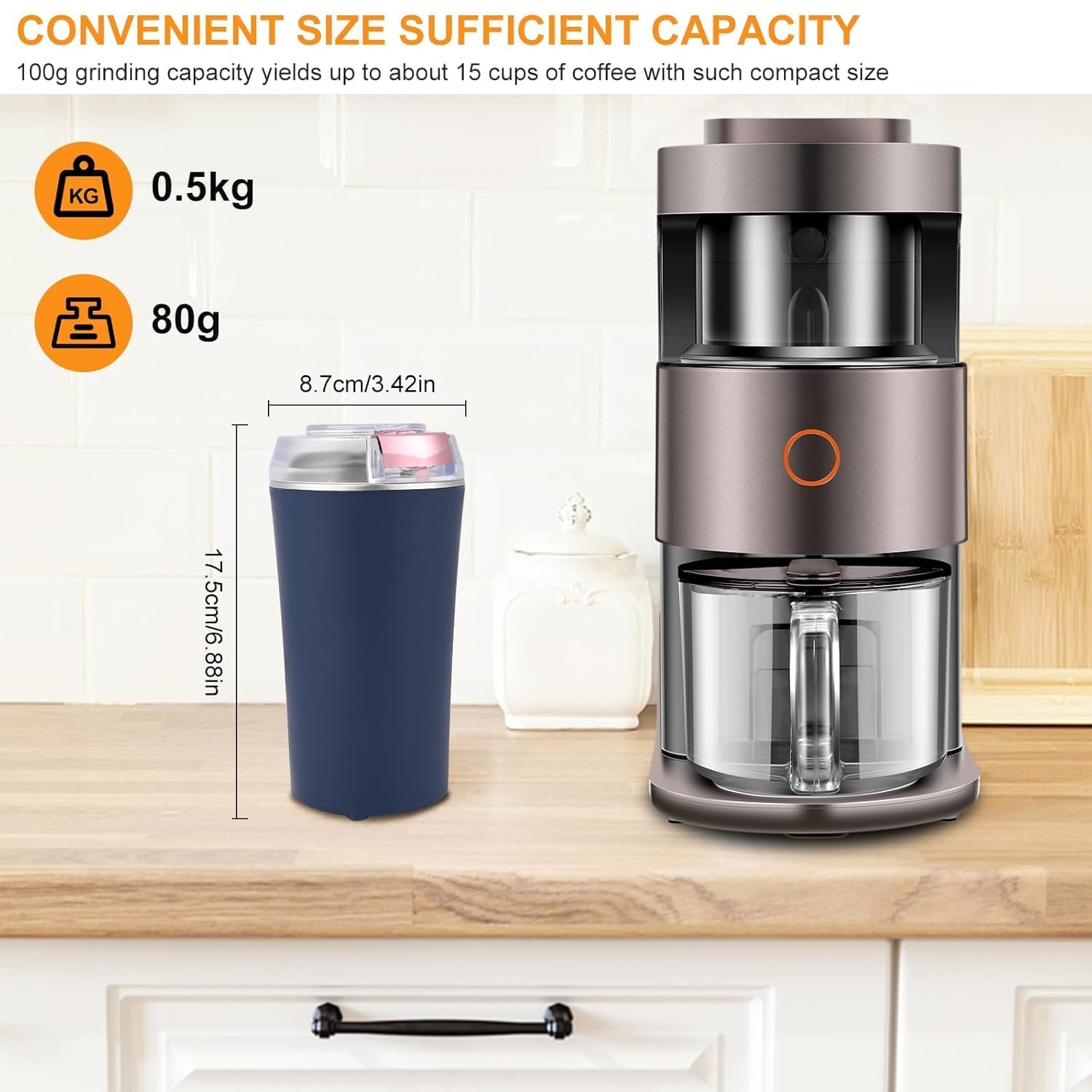 4-Blade Electric Coffee & Spice Grinder – Stainless Steel Portable Mixer for Masala, Herbs, Dry Spices & Nuts – Push Button Control, Compact & Durable for Home Kitchen