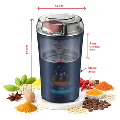4-Blade Electric Coffee & Spice Grinder – Stainless Steel Portable Mixer for Masala, Herbs, Dry Spices & Nuts – Push Button Control, Compact & Durable for Home Kitchen