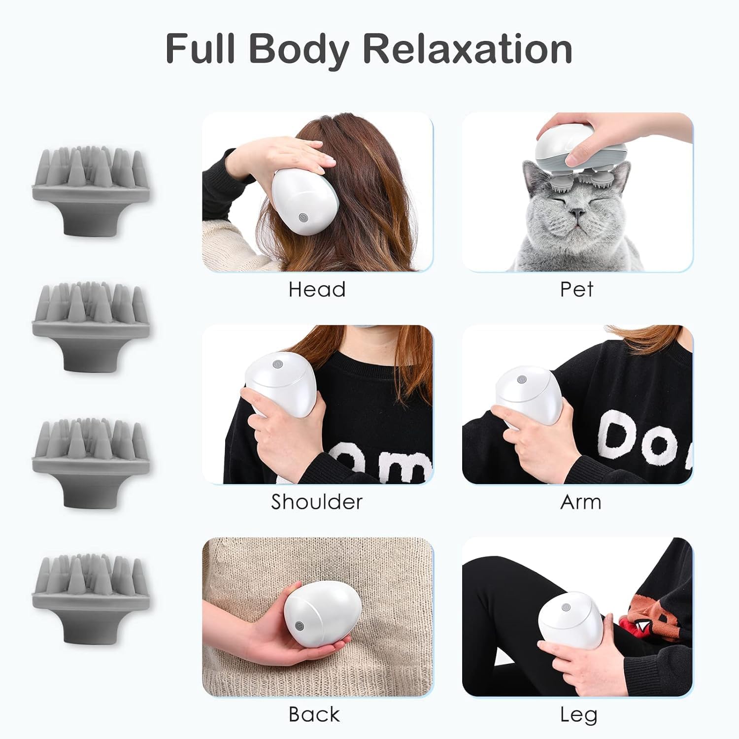Smart Scalp Massager | 96 Silicon Kneading Points with Detachable Heads | Scalp, Body & Head Massager for Hair Growth